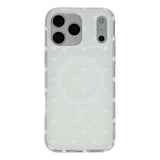 EIDERWOOD iPhone 17 Pro Hybrid Case with Polka Design - MagSafe Compatible - Transparent / White