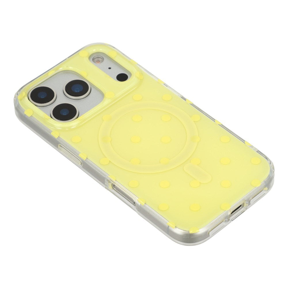 EIDERWOOD iPhone 17 Pro Hybrid Case with Polka Design - MagSafe Compatible - Transparent / Yellow