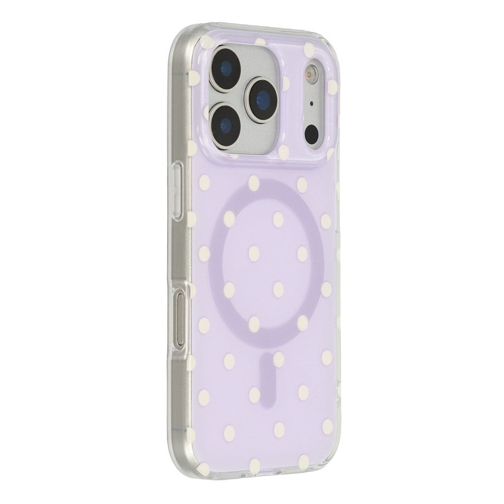 EIDERWOOD iPhone 17 Pro Hybrid Case with Polka Design - MagSafe Compatible - Transparent / Purple