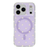EIDERWOOD iPhone 17 Pro Hybrid Case with Polka Design - MagSafe Compatible - Transparent / Purple