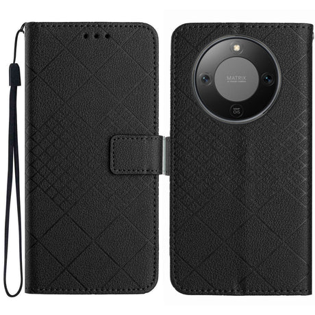 Honor Magic8 Lite EIDERWOOD Faux Leather Flip Case with Strap – Black