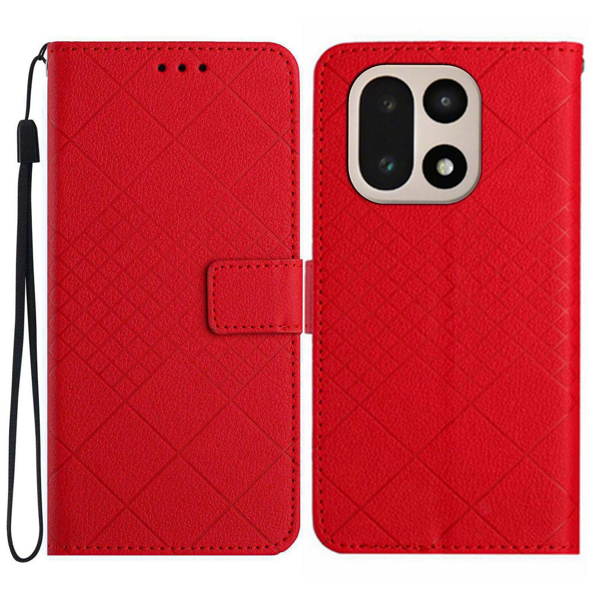 EIDERWOOD OnePlus 15 Faux Leather Flip Case with Imprint - Red