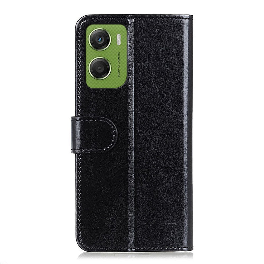 Motorola Moto G06 EIDERWOOD Leather Flip Case w. Card Holder - Black