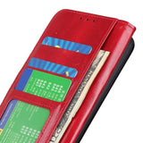 Motorola Moto G06 EIDERWOOD Leather Flip Case w. Card Holder - Red