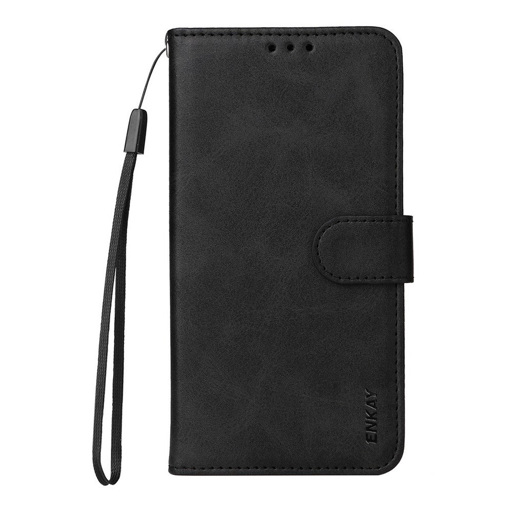 Samsung Galaxy S26 Ultra ENKAY 2-in-1 Faux Leather Flip Case with Screen Protector Glass - Black