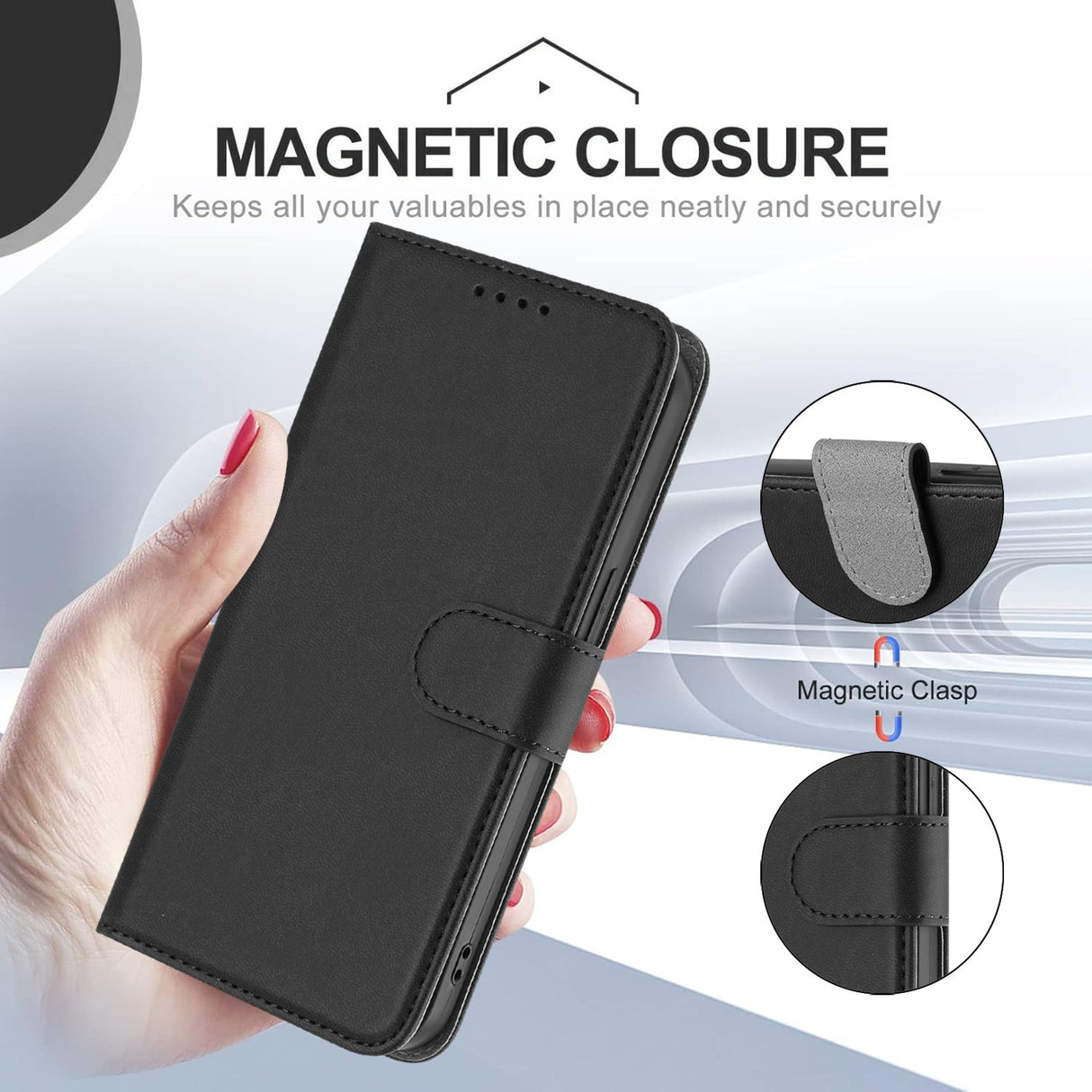 Honor Magic8 Lite EIDERWOOD Faux Leather Flip Case with Wallet - Black