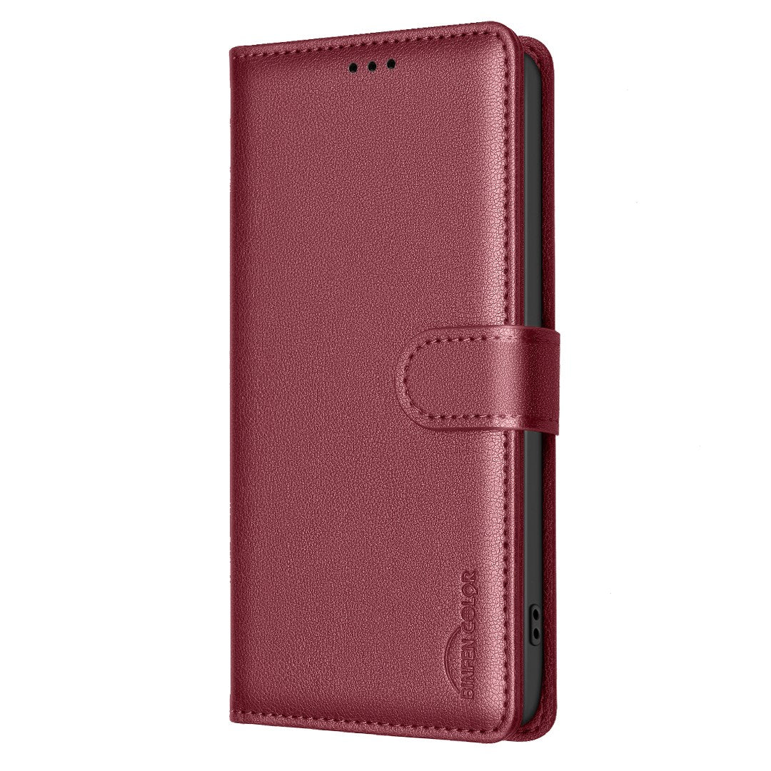 Honor X5c Plus BINFEN Faux Leather Flip Case with RFID Blocking - Red
