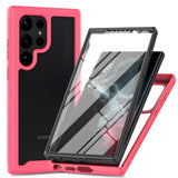 Samsung Galaxy S23 Ultra Hybrid Case w. Screen Protection - Pink / Transparent