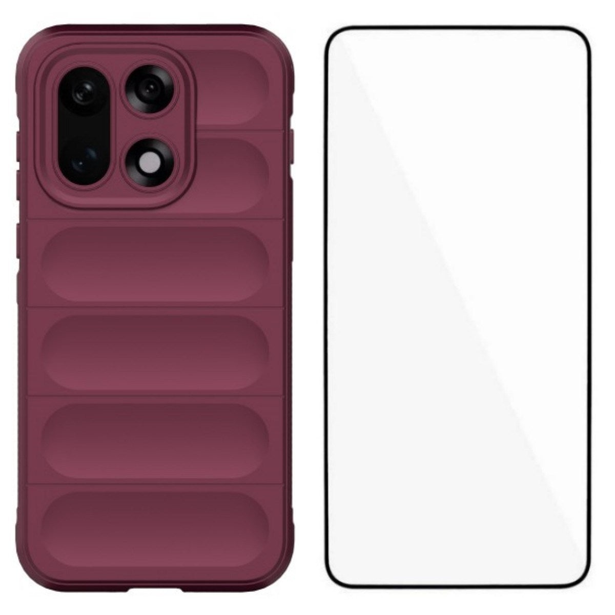 EIDERWOOD OnePlus 15 Tough Case + Tempered Glass Screen Protector - Wine Red