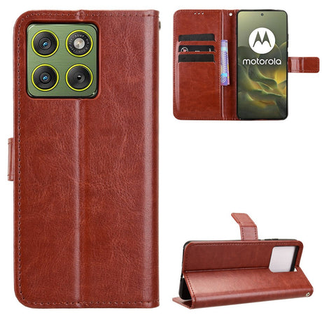 Motorola Edge 70 EIDERWOOD Leather Case with Strap & Card Holder - Brown
