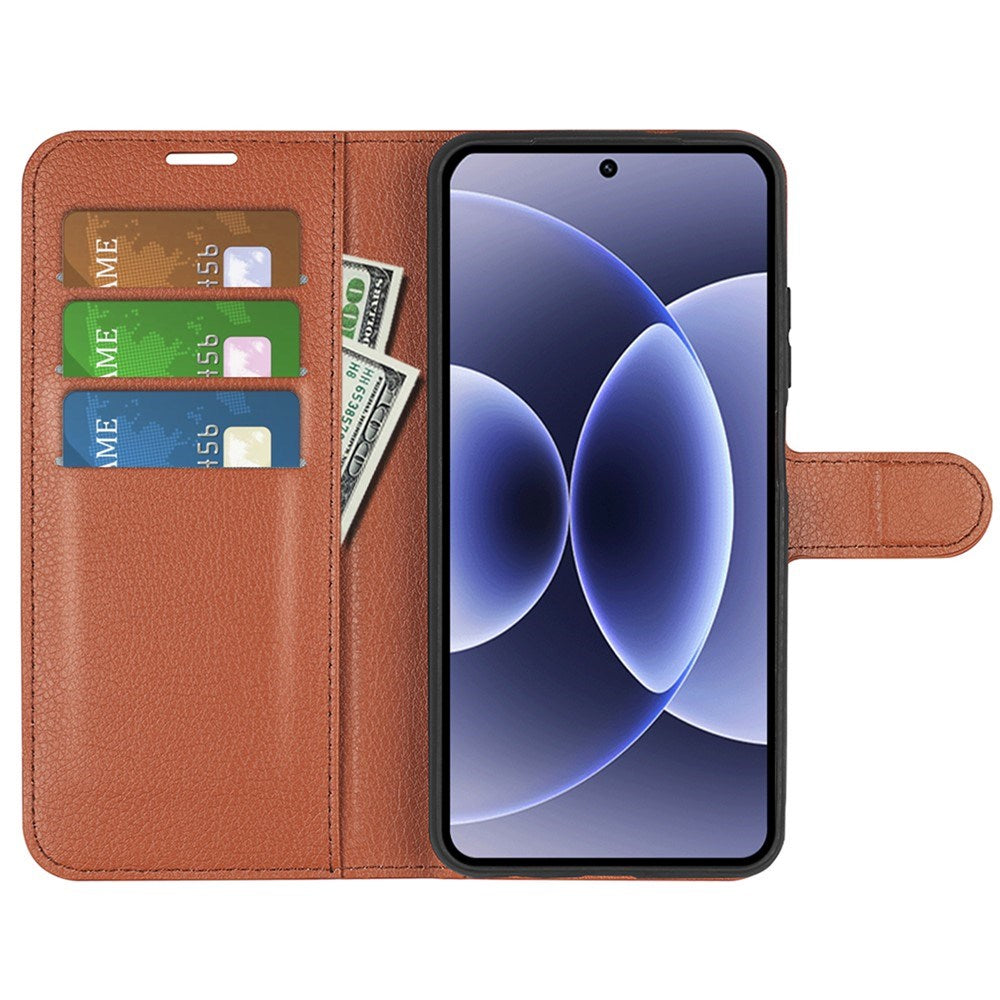 Xiaomi 17 EIDERWOOD Litchi Texture Leather Flip Case w. Wallet - Brown