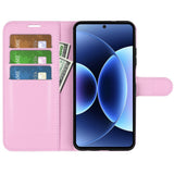 Xiaomi 17 Pro AMORUS Litchi Texture Leather Flip Case w. Wallet - Pink