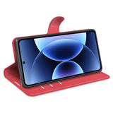 Xiaomi 17 Pro AMORUS Litchi Texture Leather Flip Case w. Wallet - Red