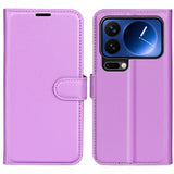 Xiaomi 17 Pro AMORUS Litchi Texture Leather Flip Case w. Wallet - Purple