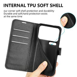 Xiaomi 17 Pro Max AMORUS Litchi Texture Leather Flip Case w. Wallet - Black