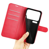 Xiaomi 17 Pro Max AMORUS Litchi Texture Leather Flip Case w. Wallet - Red