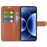 Xiaomi 17 Pro Max AMORUS Litchi Texture Leather Flip Case w. Wallet - Brown