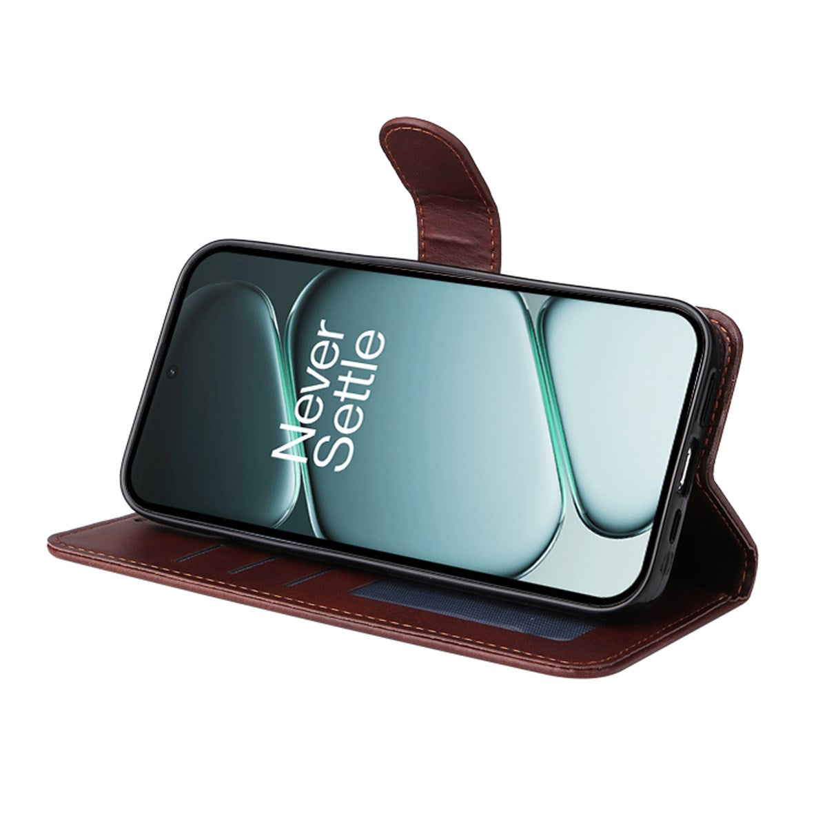 OnePlus 15R ENKAY 2-in-1 Faux Leather Flip Case with Screen Protector Glass - Brown