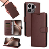 EIDERWOOD Oppo Find X9 Pro Faux Leather Flip Case with Strap - Brown