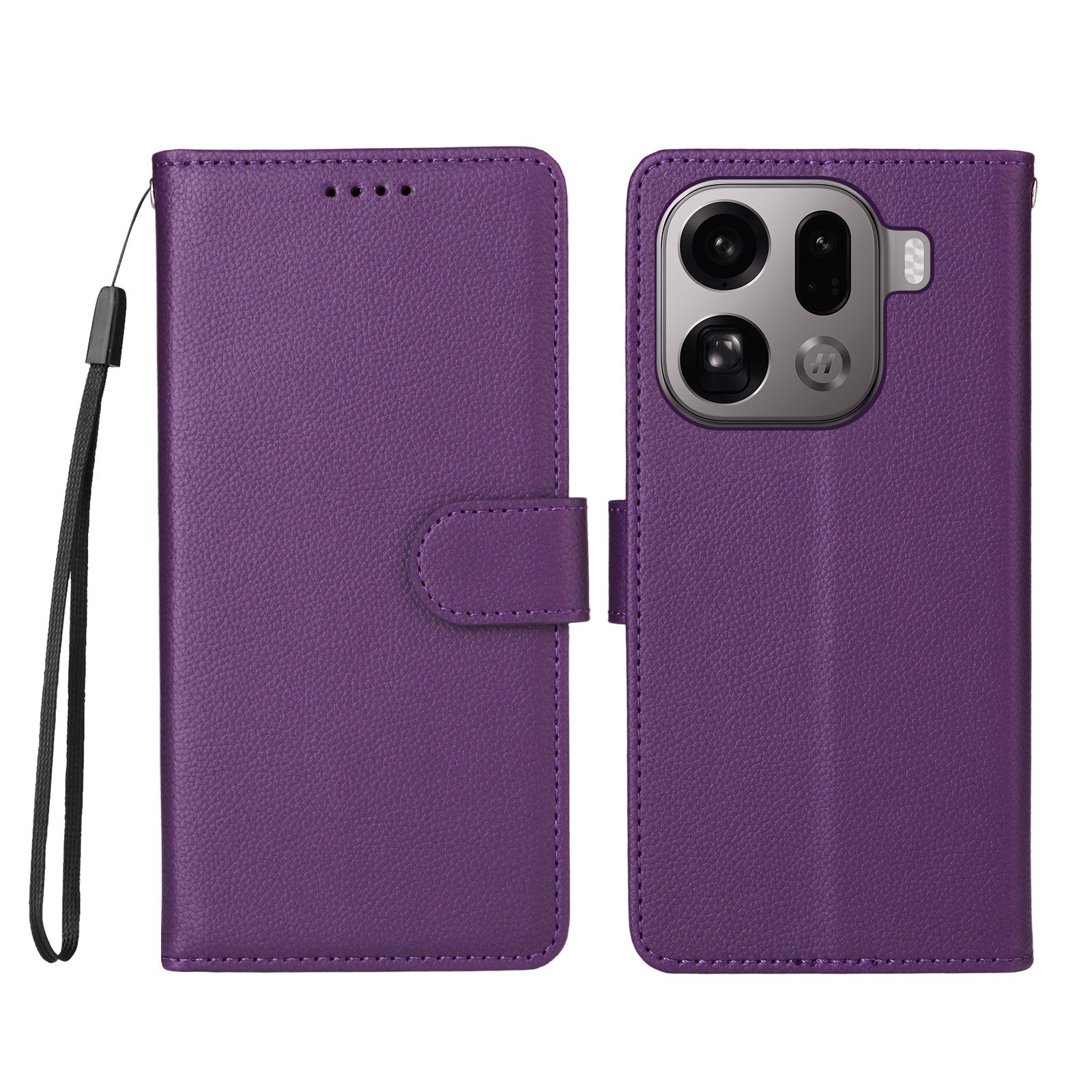 EIDERWOOD Oppo Find X9 Pro Faux Leather Flip Case with Strap - Purple