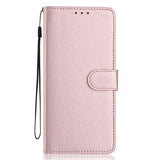 Google Pixel 10a EIDERWOOD Faux Leather Flip Case with Strap & Fold-Out Card Holder – Rose Gold
