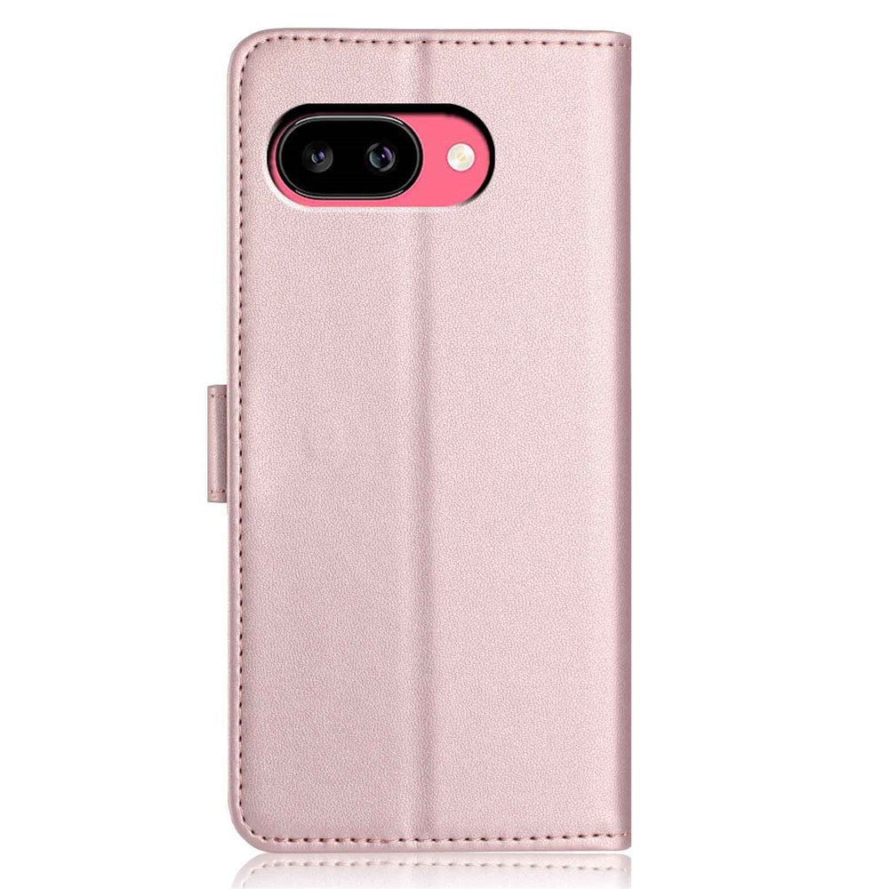Google Pixel 10a EIDERWOOD Faux Leather Flip Case with Strap & Fold-Out Card Holder – Rose Gold