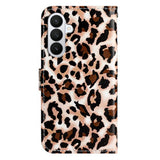 Samsung Galaxy A57 EIDERWOOD Faux Leather Flip Case with Pattern & Strap - Leopard