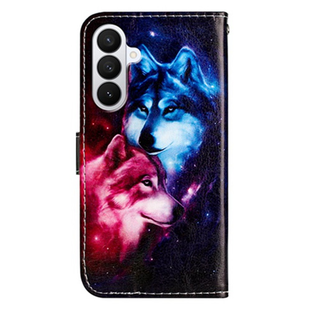 Samsung Galaxy A57 EIDERWOOD Faux Leather Flip Case with Pattern & Strap - Wolves