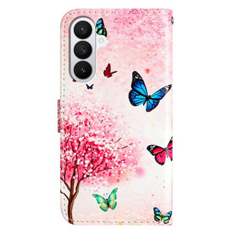 Samsung Galaxy A57 EIDERWOOD Faux Leather Flip Case with Pattern & Strap - Cherry Wood