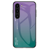 Samsung Galaxy S23 Glass Back Case - Hello - Purple / Green