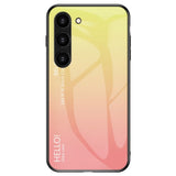 Samsung Galaxy S23 Glass Back Case - Hello - Yellow / Pink