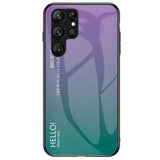 Samsung Galaxy S23 Ultra Glass Back Case - Hello - Purple / Green