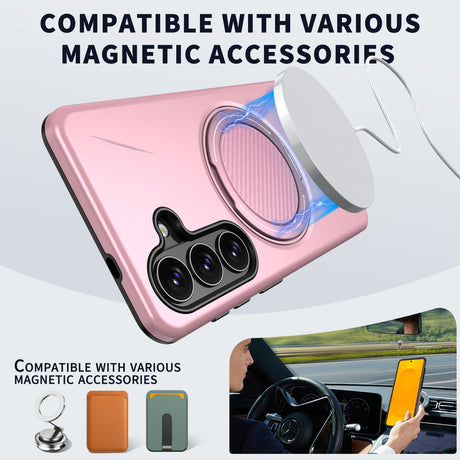 Samsung Galaxy S26 EIDERWOOD Hybrid Plastic Case with Rotating Kickstand – Pink