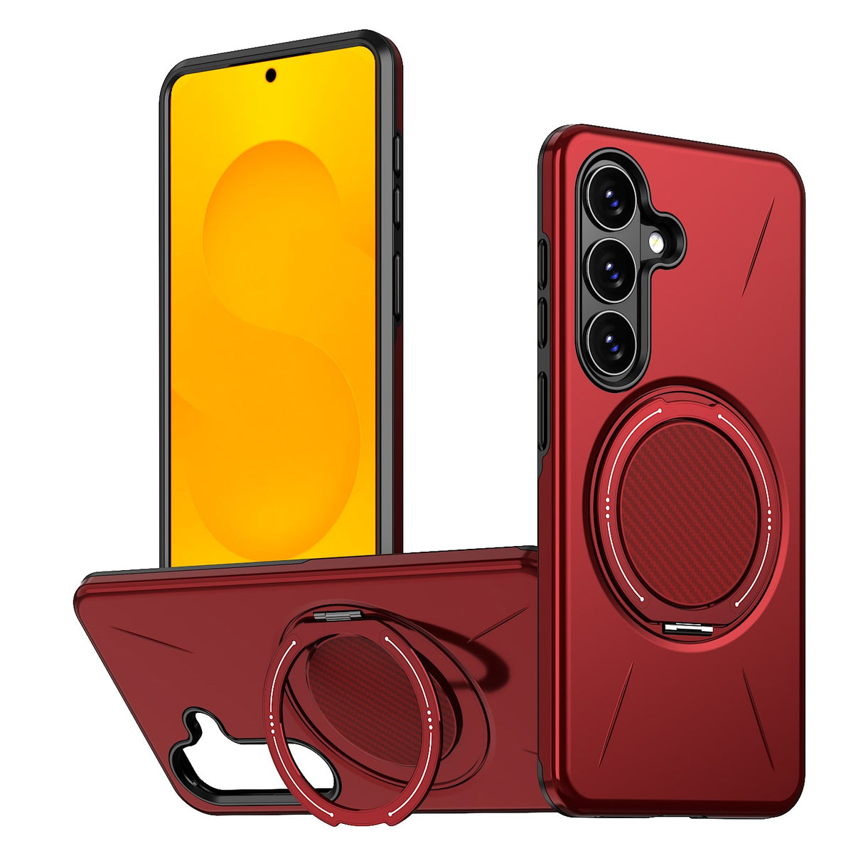 Samsung Galaxy S26 EIDERWOOD Hybrid Plastic Case with Rotating Kickstand - Red