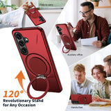 Samsung Galaxy S26 EIDERWOOD Hybrid Plastic Case with Rotating Kickstand - Red