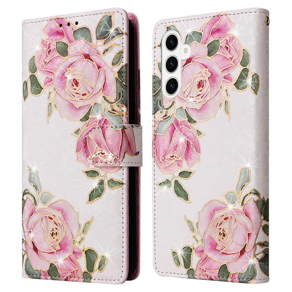 Samsung Galaxy S26 EIDERWOOD Faux Leather Flip Case with Flowers - Pink Rose