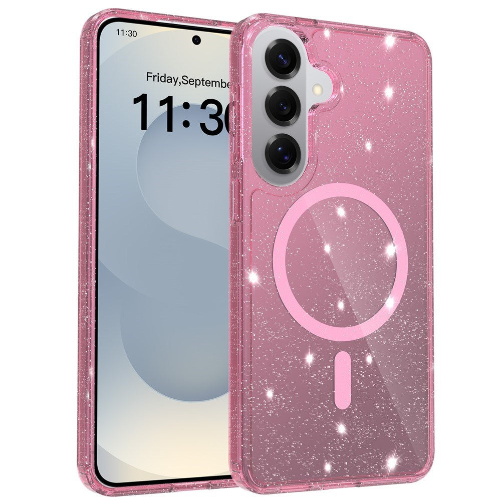 Samsung Galaxy S26+ (Plus) EIDERWOOD Magnetic Plastic Glitter Case - MagSafe Compatible - Transparent / Pink