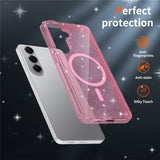 Samsung Galaxy S26+ (Plus) EIDERWOOD Magnetic Plastic Glitter Case - MagSafe Compatible - Transparent / Pink