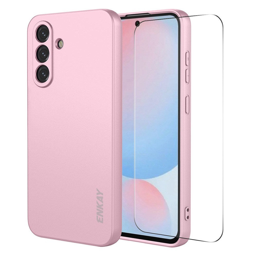 Samsung Galaxy A57 ENKAY Silicone Case with Screen Protector - Pink