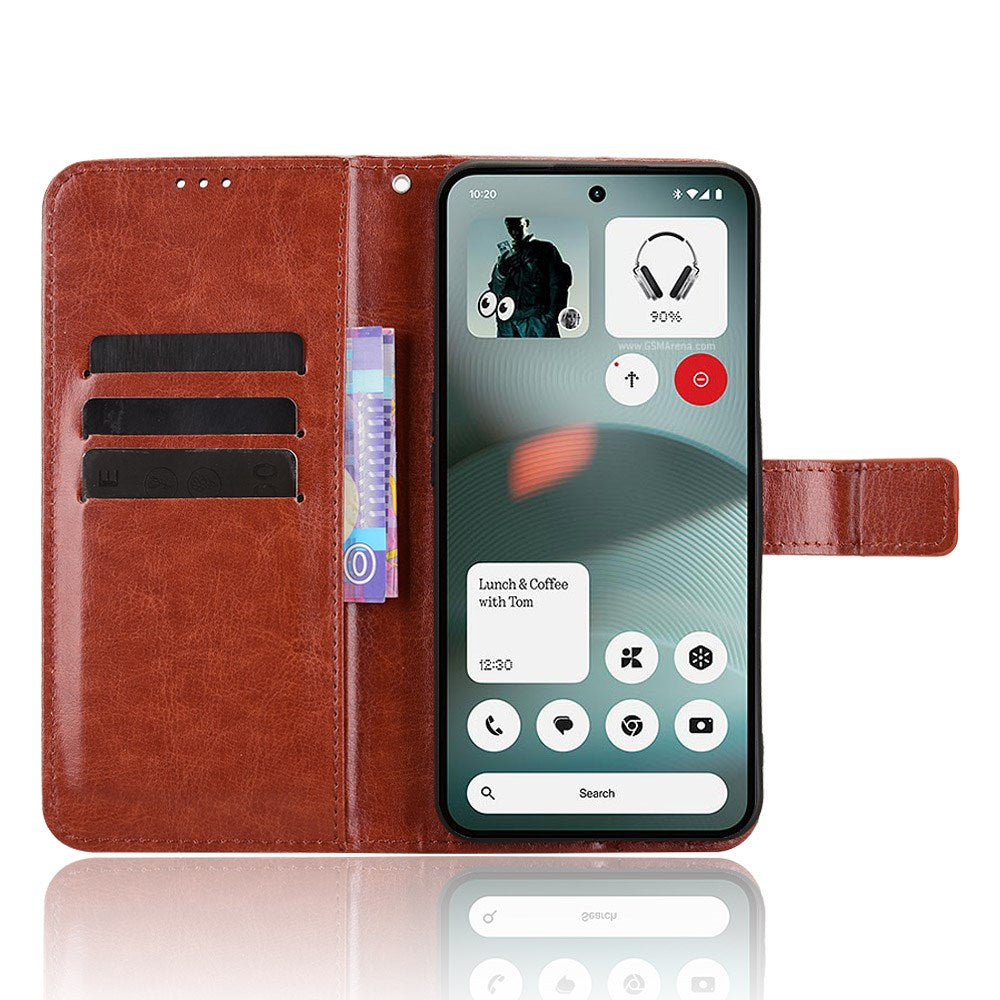 EIDERWOOD Nothing Phone (3a) Lite Faux Leather Flip Case with Strap - Brown