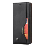 Samsung Galaxy S23 Ultra Glossy Leather Flip Case w. 3 Card Holders and Front Pocket - Black