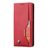 Samsung Galaxy S23 Ultra Glossy Leather Flip Case w. 3 Card Holders and Front Pocket  - Red