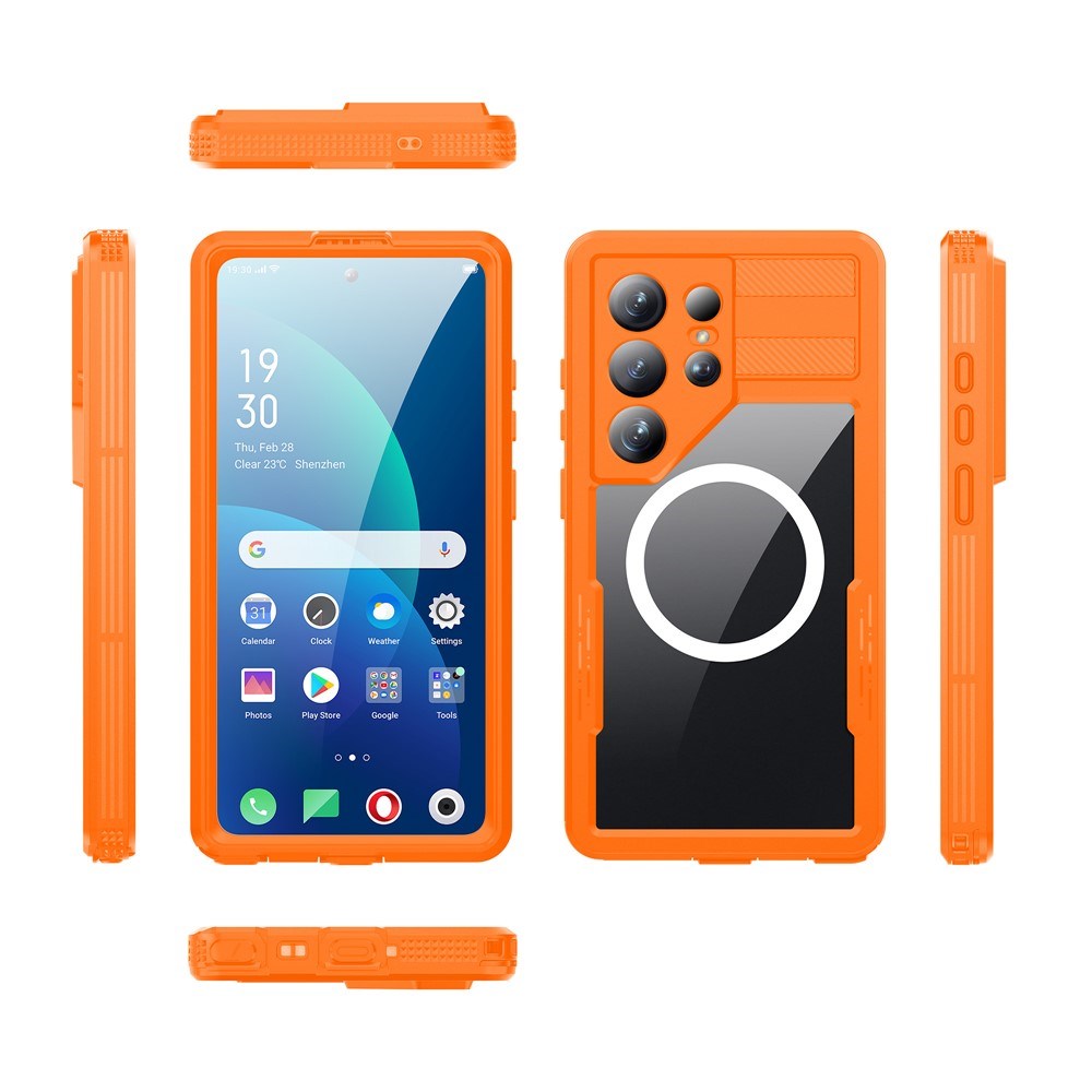 Samsung Galaxy S26 Ultra Redpebber Waterproof Hybrid Plastic Case – MagSafe Compatible – Orange