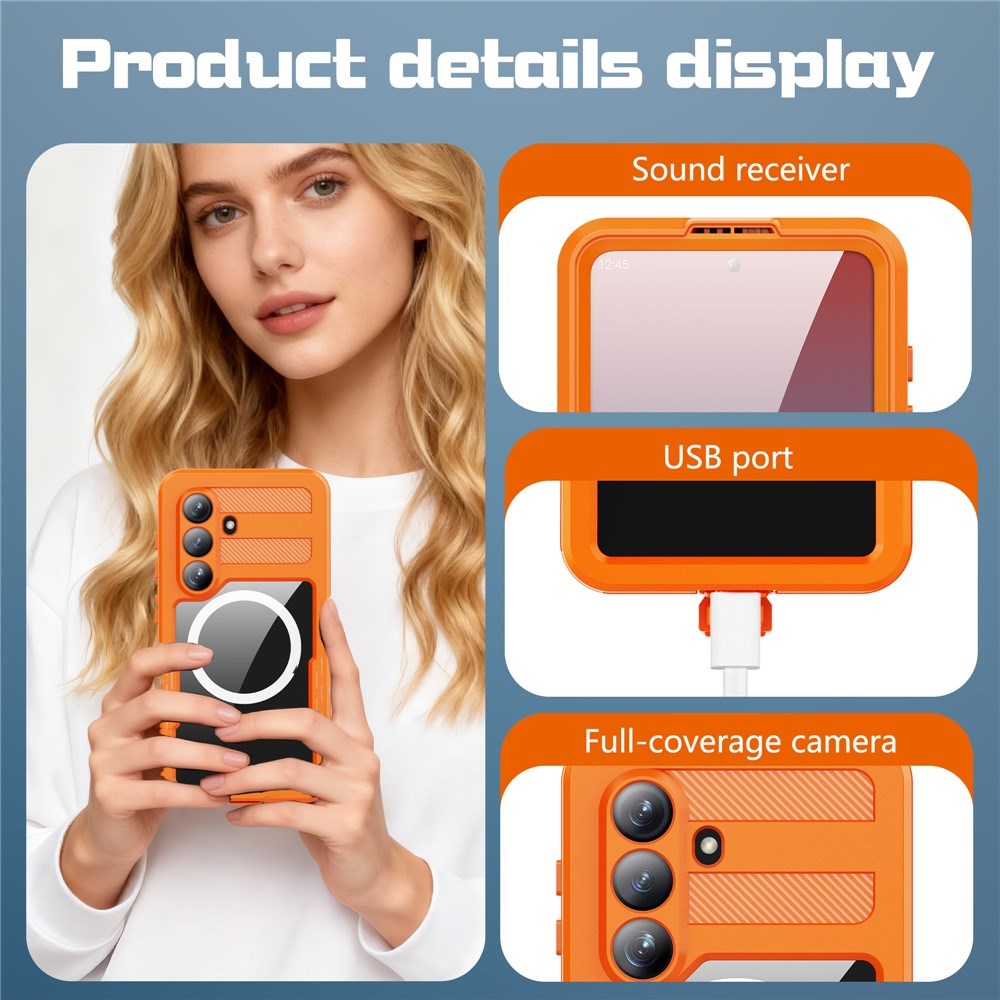 Samsung Galaxy S26 Redpebber Waterproof Hybrid Plastic Case – MagSafe Compatible – Orange