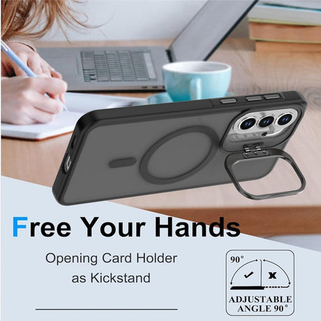 Samsung Galaxy A57 EIDERWOOD Hybrid Case with Kickstand - MagSafe Compatible - Black