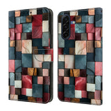 Samsung Galaxy A37 EIDERWOOD Faux Leather Case with Built-in Card Holder & Stand Function - Colorful Squares