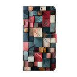 Samsung Galaxy A37 EIDERWOOD Faux Leather Case with Built-in Card Holder & Stand Function - Colorful Squares