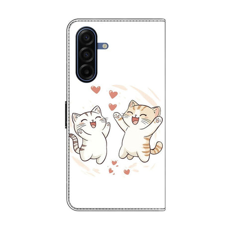 Samsung Galaxy A57 EIDERWOOD Faux Leather Case with Built-in Card Holder & Stand Function - Cats & Hearts