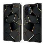 Samsung Galaxy A57 EIDERWOOD Faux Leather Case with Built-in Card Holder & Stand Function - Black / Gold