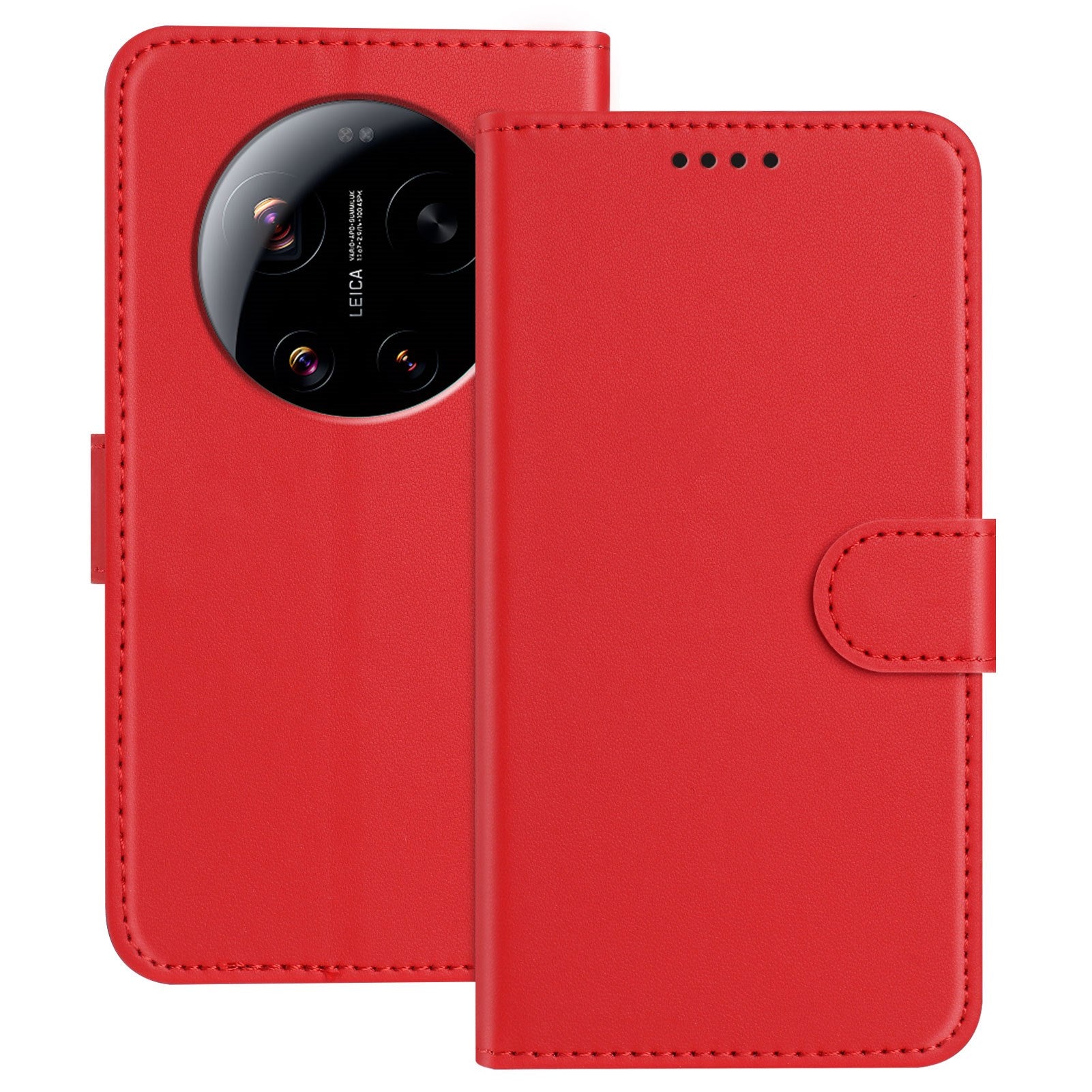 Xiaomi 17 Ultra EIDERWOOD Faux Leather Flip Case with Card Holder & Stand Function - Red